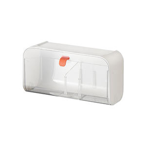 Boîte de rangement murale en plastique, rectangulaire, couverte et compartimentée, pour la maison et le dortoir, translucide blanc et marron - Product Image 4