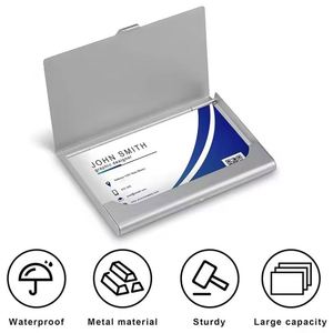 Hot Sale Gift Wholesale Brushed Silver <b>Metal</b> Id Name Credit Custom Logo Business Card Holder <b>Wallet</b> Case - Product Image 3