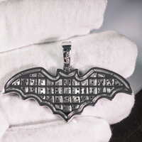 Pendentif chauve-souris unisexe en argent sterling 925 personnalisé glacé Hip Hop Moissanite noire VVS avec testeur de diamants bijoux unisexe