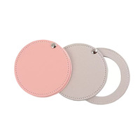 Miroir de maquillage compact rond en cuir PU rotatif avec logo personnalisé, idéal pour les cadeaux, vente en gros