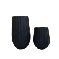 QUANGUI Grand pot de fleurs d'intérieur en fibre d'argile noire, écologique, durable, léger, avec trous de drainage, 25L, pour la maison et les centres commerciaux modernes