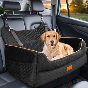 Black Dog Car Seat Booster <b>Memory</b> <b>Foam</b> Travel Bed Thick <b>Cushion</b> Detachable Washable Storage Pockets Cotton Summer Cooling Animal - Product Image 1