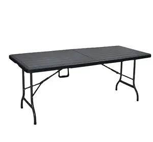 New style outdoor Plastic folding table with bamboo design