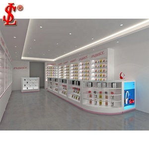 Mostrador de exhibición para tienda de teléfonos móviles, vitrina de cristal con diseño de madera, armario de pared - Product Image 1