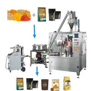 Alimentador de parafuso transportador para especiarias, máquina de embalagem para pimenta em pó/proteína em pó, enchimento de auger, vffs