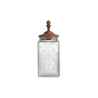 Pot de rangement en verre gaufré vintage avec couvercle en bois pour grains de café, thé, fruits secs, organisateur de cuisine, décoration intérieure