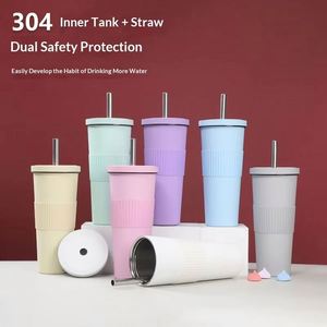 24oz 710ml <b>Large</b> Capacity Bubble Tea Straw <b>Cup</b> Non-slip Stainless Steel Insulated Tumbler Water Bottle Mug <b>Cup</b> with Waist Strap - Product Image 2