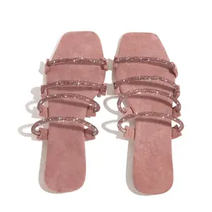 Mulheres Flip Flop Chinelos Slides Bling Rhinestone Senhoras Sapatos Casuais Plana Verão Feminino Cristal Glitter Mulher Plus Size