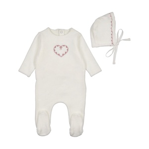 Ropa <span class=keywords><strong>de</strong></span> Bebé Recién Nacido con Cuello Redondo y Manga Larga <span class=keywords><strong>para</strong></span> Bautizo, Primera <span class=keywords><strong>Comunión</strong></span>, Niña o Niño, con Bordado en Forma <span class=keywords><strong>de</strong></span> Corazón, Personalizable - Product Image 3