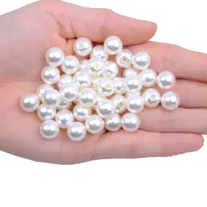 Perlas Redondas de Plástico ABS de medio agujero con agujero para pendientes, botón de joyería, fabricación de collares, decoraciones artesanales DIY