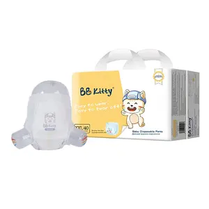 BB Kitty Baby Diapers Pants Wholesale Cheap Price Disposable All In One Diaper Panty Breathable Soft Cotton Surface Fabric