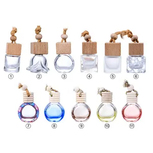 Aroma Diffuser 5ml 8ml 10ml 12ml 15ml 17ml fragrance bottle diffuser glass car air freshener hanging perfume bottle with wooden