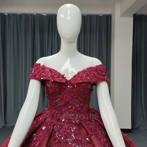 ANY180 Bling <b>Red</b> Off Shoulder <b>Sequins</b> Quinceanera Ball Gown Dresses For Women - Product Image 6