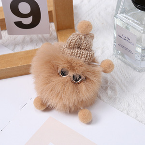 Coloré en gros mignon charbon Pom Pom boule poupée porte-clés pendentif fourrure cheveux boule porte-clés bouffée boule porte-clés - Product Image 3