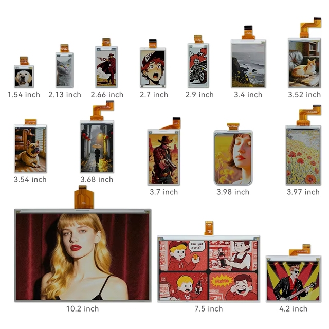 Hipoink Manufacturer E-Ink Display Touch Screen EPD with SPI Interface 1.54-10.2 Inch Sizes Black/White/Red/Yellow Colors