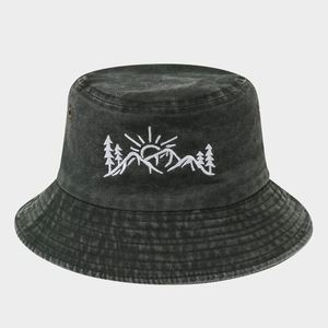 Casquette de pêcheur personnalisée avec broderie de paysage montagneux, en coton délavé, chapeau de pêcheur, chapeau de soleil - Product Image 5