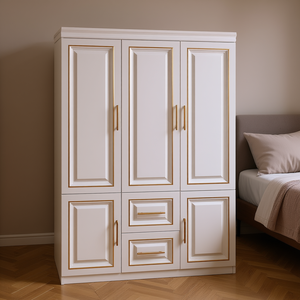 Armario Moderno de Madera Blanca de 74 Pulgadas con 2 Puertas y 2 Cajones, Panel Elevado con Bisagras, Mueble de Almacenamiento para Dormitorio, Modelo D0100H5NT3J - Product Image 2
