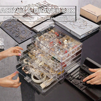 Organisateur de bijoux moderne en acrylique transparent à 5 tiroirs, boîte de rangement pour boucles d'oreilles à 84 compartiments, présentoir pour commode de chambre, cadeau