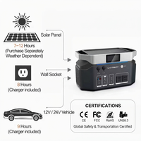 Station d'alimentation solaire portable LiFePO4 avec chargeur de voiture, onde sinusoïdale pure, MPPT, triple charge, application Wi-Fi, sur roues, pour maison/camping/camping-car