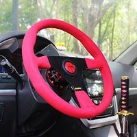 Volant de course universel modifié 14 pouces en cuir suédé mat à 3 branches 30 mm avec poignée; Simulateur de déclenchement rapide compétitif