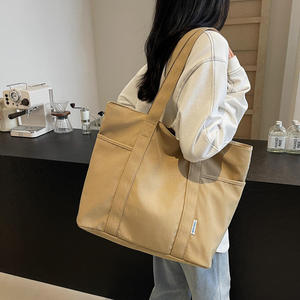 Hot selling solid color canvas buckle tote <b>bag</b>, multifunctional <b>large</b> capacity shoulder <b>bag</b>, women's shopping <b>bag</b> - Product Image 3