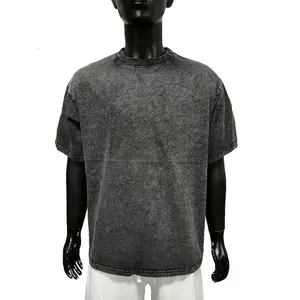 ET-005 Wholesale unisex Acid Wash T shirt Streetwear pigment dye stone 100% cotton t shirts customize oversized vintage t-shirt