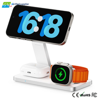 Support de chargeur sans fil magnétique pliable 3 en 1 pour téléphone portable, écouteurs, montre, charge rapide 15W, QC3.0, station de charge de bureau