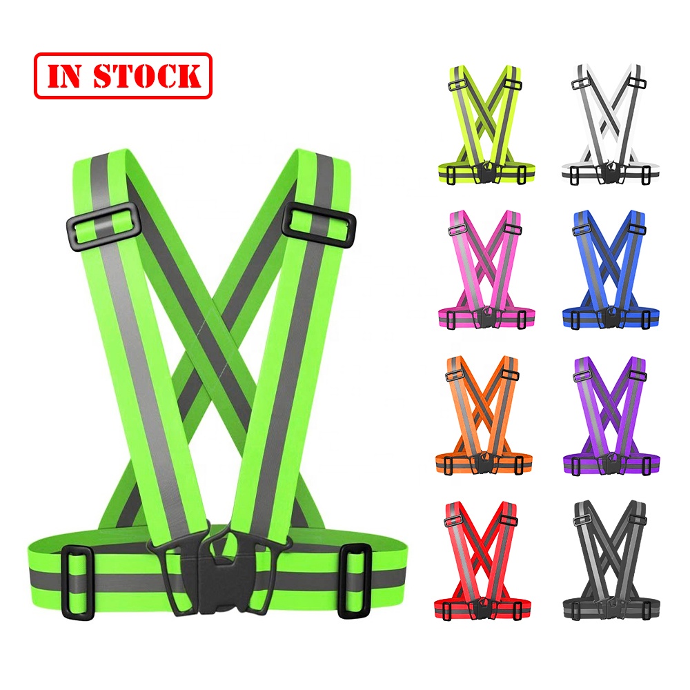 Wholesale High Visibility Safety reflective belt Fluorescent Yellow Cheap Reflective Vest Running Vest