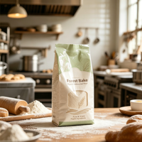 Sac d'emballage personnalisé imprimé avec fermeture éclair, en plastique laminé, à soufflets latéraux, recyclable, pour boulangerie, céréales, riz, farine de blé, fond plat