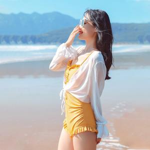 Costume da bagno intero da donna Lily Rose, tinta unita, con scollo incrociato, arricciato, a vita alta, per la spiaggia, nuovo stile 2024 JH82236 - Product Image 1