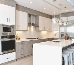 Muebles de Cocina Modulares Modernos Personalizados CANA al por Mayor, con Isla Grande de Cuarzo y Barra de Desayuno, Superficie Fácil de Limpiar - Product Image 1