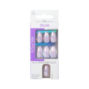 Uñas Postizas Florales Color Nude, Forma de Almendra, Longitud Media, con Estampado Dorado, Uñas Artificiales para Salón, OEM, ODM, Marca Privada - Product Image 4