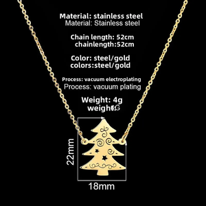 Collier en acier inoxydable sur le thème de Noël Flocon de neige Père Noël Citrouille Voiture Pendentif dans un style de bijoux arc-en-ciel pour la mode d'hiver - Product Image 3