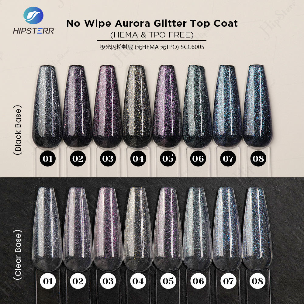 No Wipe Aurora Glitter Top Coat (HEMA & TPO FREE)