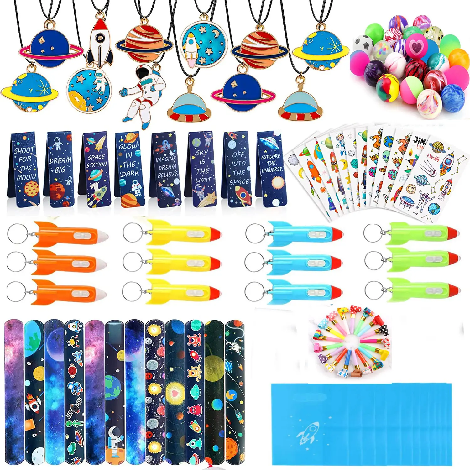 Space Universe Starry Sky Party Necklace Set Decorative Gift Toys 88Pcs Space Party Toys For Kids Favor Gift Set