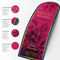 Autocollant cosmétique personnalisé imprimé, écologique, durable, imperméable, en papier adhésif, avec logo, transparent, doré, pour étiquette de parfum