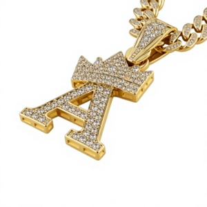 Orelia Iuxe Gold Plated Letter Shape Moissanite Pendant <b>Necklace</b> with <b>Custom</b> <b>Name</b> Hip Hop Style Chain for Women Anniversary - Product Image 1