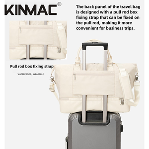 Bolsa de gimnasio de poliéster negro impermeable para mujer Kinmac con compartimento para zapatos, venta al por mayor, equipaje de lona deportivo para viajes - Product Image 5