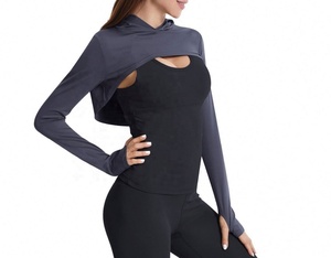 Fitness Wear Ropa de entrenamiento para mujer Camiseta de Yoga de manga larga Chal deportivo Sudadera con capucha con orificio para el pulgar - Product Image 5