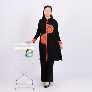 TianBao fold clothing 2023 spring new solid color splicing crewneck long sleeve temperament large size women's pant suit