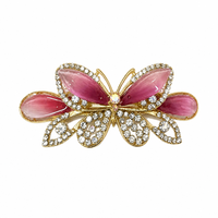 Barrette à cheveux papillon en strass style coréen pour femme, pince à cheveux creuse en résine colorée avec fleur, barrettes à ressort