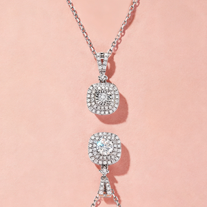 Collier SGARIT personnalisé avec double halo de diamants en or 18 carats, bijoux fins de laboratoire, protection et embracement émotionnel pour femmes. - Product Image 3