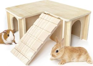 Đa buồng bằng gỗ guinea lợn lâu đài với thang lồng Phụ kiện cho chinchilla lùn thỏ hamster Bunny và những người khác - Product Image 2