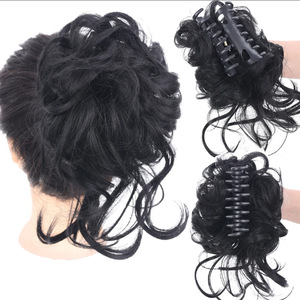 Perruque Chignon de Haute Qualité pour Femme, Longue et Bouclée Noire, Style Décontracté avec Pince à Cheveux, Extension de Cheveux Synthétiques - Product Image 1