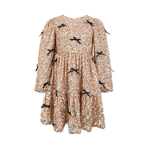 <span class=keywords><strong>Robe</strong></span> <span class=keywords><strong>de</strong></span> <span class=keywords><strong>princesse</strong></span> personnalisable en gros pour filles, couleur or champagne, à sequins, manches longues, à volants, pour fête d'anniversaire, pour enfants <span class=keywords><strong>de</strong></span> 2 à 8 ans - Product Image 2