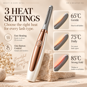 <b>Heated</b> Eyelash <b>Curler</b> 3 Temperature Settings USB Rechargeable Fast Heating Lash <b>Curler</b> for Home Beauty - Product Image 1