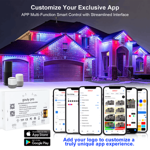 Lampu Pixel LED Permanen Luar Ruangan Gouly Smart App Controlled 48V RGBW Dengan Rel Aluminium IP68 untuk Pencahayaan Liburan Natal - Product Image 3