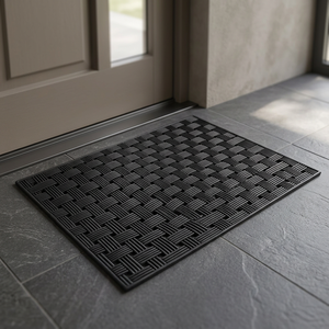 Tapis d'escalier en caoutchouc, design tressé, écologique, durable, antidérapant, lavable, noir, 40x70cm, 1cm d'épaisseur, fabriqué à la machine, cuisine - Product Image 3