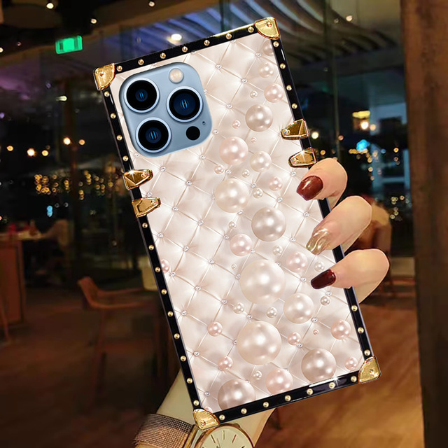 High Quality Applicable Protective Cover for iPhone 16 17 PRO Color-printed Diamond-shaped Pearl Luxury Lady Phone case