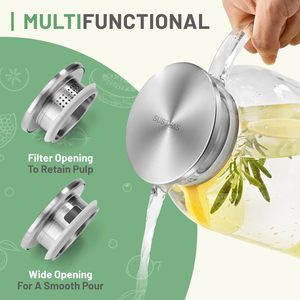 Caraffa in Vetro Borosilicato con Coperchio, Facile da Pulire, Resistente al Calore, con Manico per Bevande Calde/Fredde e Tè Freddo - Product Image 3